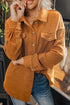 Textured Knit Button Front Flap Pocket Drop Shoulder Shacket